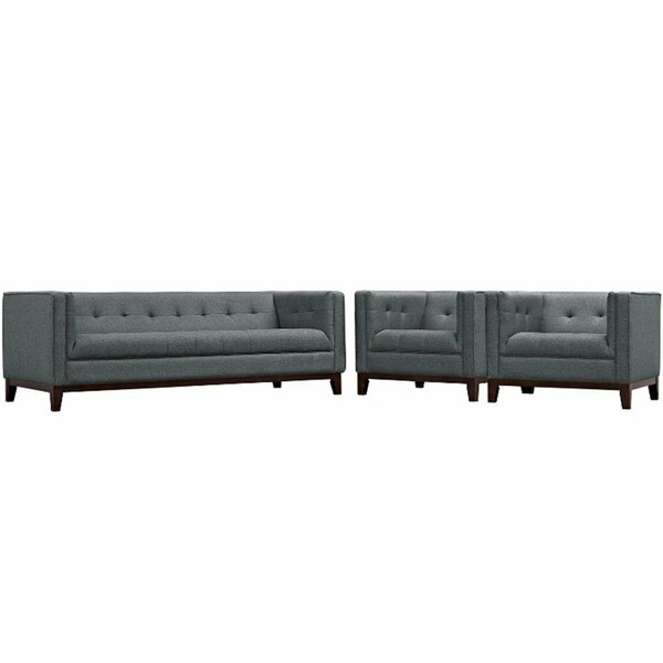 Modway Furniture Serve Living Room Sofa Set, Gray - Set of 3 EEI-2454-GRY-SET